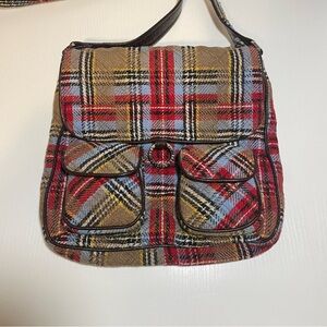 Vera Bradley Wool Patchwork Highland Plaid Crossbody Saddlebag